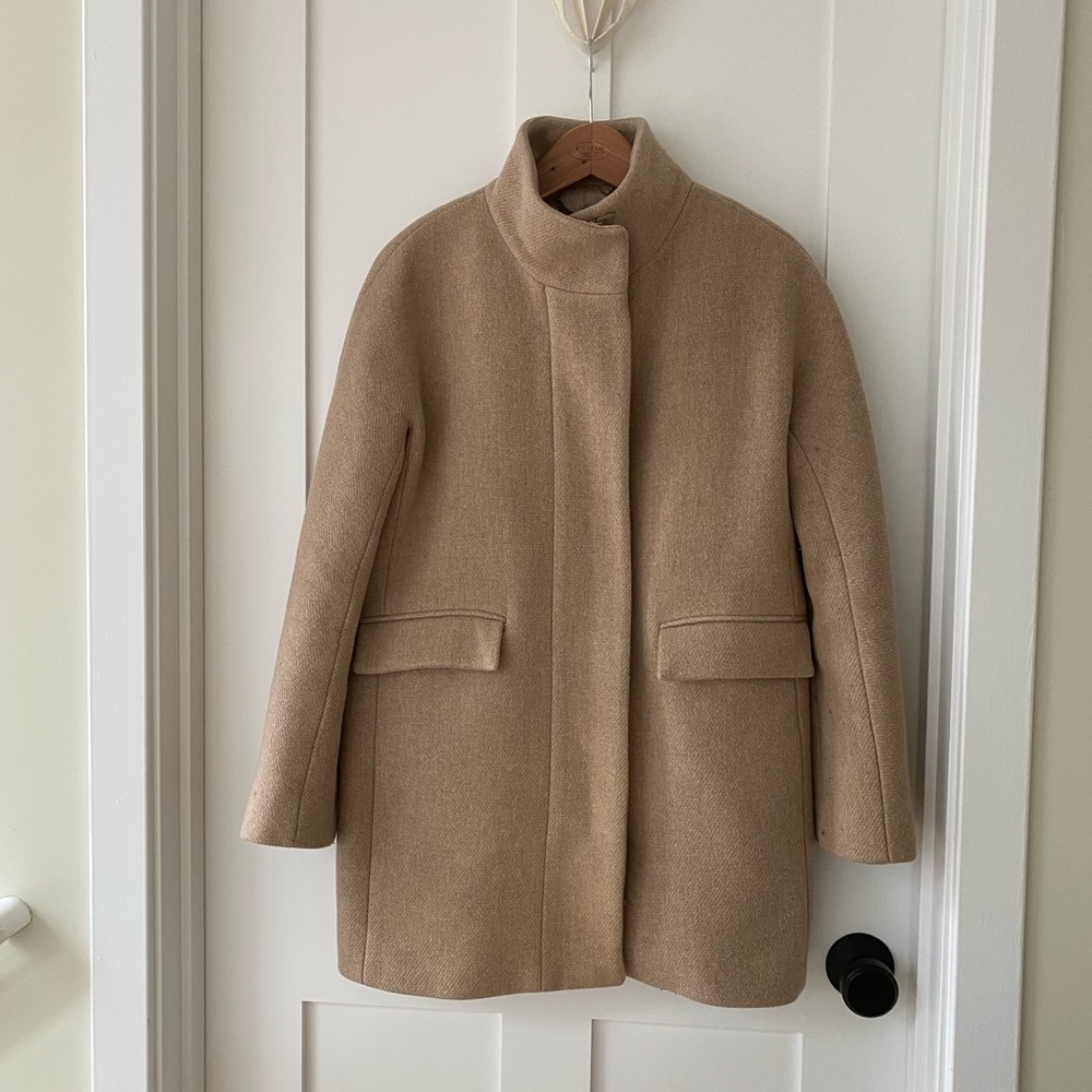 J. Crew Cocoon coat in Italian stadium-cloth wool, Size 4 Sandstone